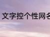 文字控个性网名 文字控个性网名介绍